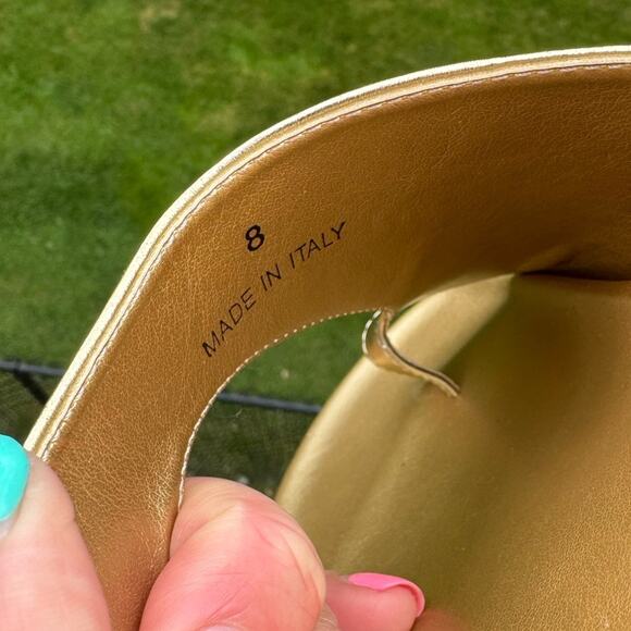 Kat Von D size 8 Poe Toe Wrap Loop Sandals - Metallic Gold Vegan Leather - Picture 12 of 14